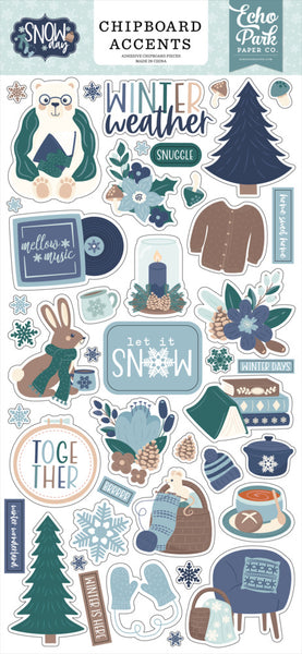 Echo Park, Adhesive Chipboard Accents 6"X13", Snow Day (SD469021)