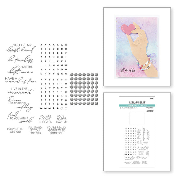 Spellbinders, Clear Stamp & Die Set, Beads of Friendship,  Bestie Alphabet Beads & Sentiments (SDS-194)