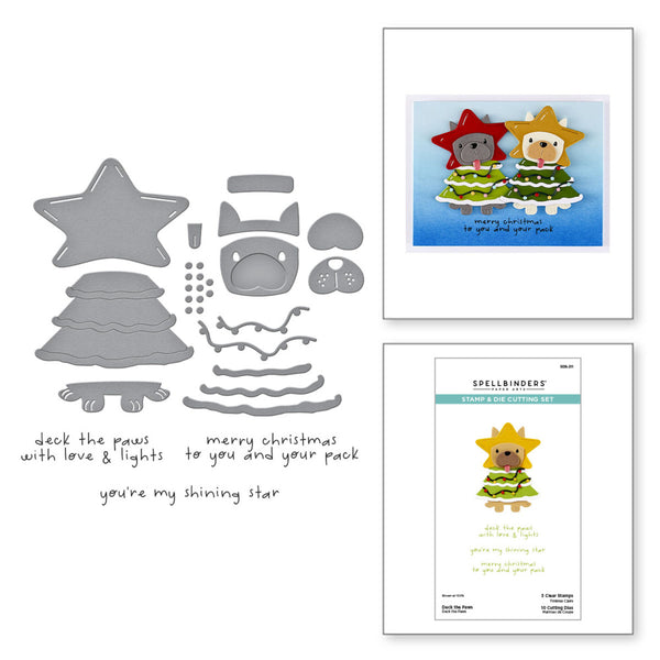 Spellbinders, Merry Mischief Clear Stamp & Die Set, Merry Mischief, Deck the Paws (SDS-211)