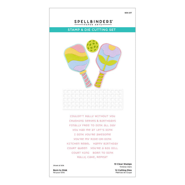 Spellbinders Clear Stamp & Die Set, This is Life, Born To Dink (SDS-217)