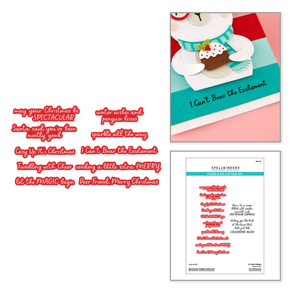 Spellbinders, Clear Stamp & Die Set, Spectacular Holiday Sentiments (SDS-231)