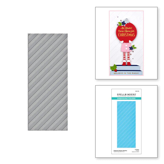 Spellbinders, Diagonal Striped Slimline Embossing Folder from the Slimline Collection (SES-024)