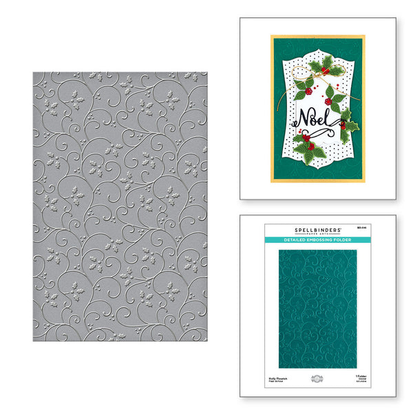 Spellbinders Embossing Folder By Becca Feeken, Holly Flourish -Christmas Flourish (SES-046)