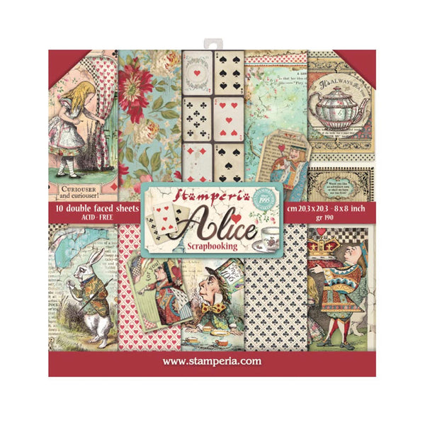 Stamperia Double-Sided Paper Pad 8"X8" 10/Pkg, Alice, 10 Designs/1 Each