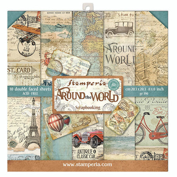 Stamperia Double-Sided Paper Pad 8"X8" 10/Pkg, Around the World