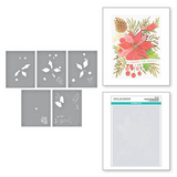 Spellbinders Glimmer Hot Foil Plate & Stencil Bundle, Glimmer For The Holidays Collection, Full Bloom Poinsettia (GLP-427 & STN-070)