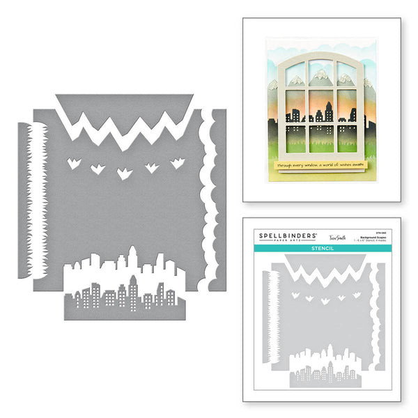 Spellbinders Stencil By Tina Smith, Background Scapes, Windows With A View (STN-083)