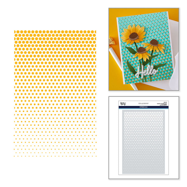 Spellbinders,  Stencil by Simon Hurley, Layered Cascading Dots (STN-131)