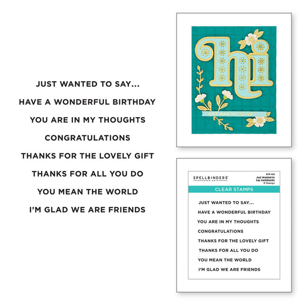 Spellbinders Clear Acrylic Stamps, Just Wanted To Say Sentiments (STP-109)