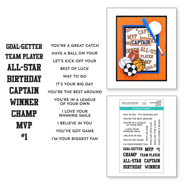 Spellbinders Clear Stamp Set By Justine Dvorak, All-Star Sentiments (STP-209)