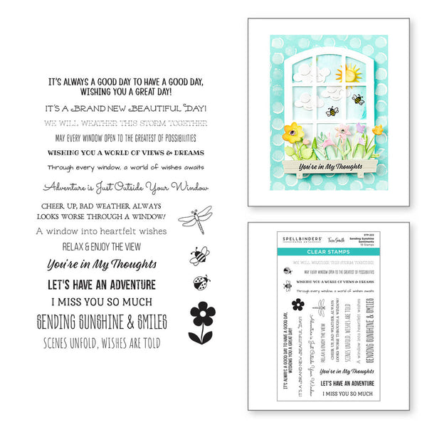 Spellbinders Windows With A View Collection By Tina Smith, Clear Stamps, Sending Sunshine Sentiments (STP-222)