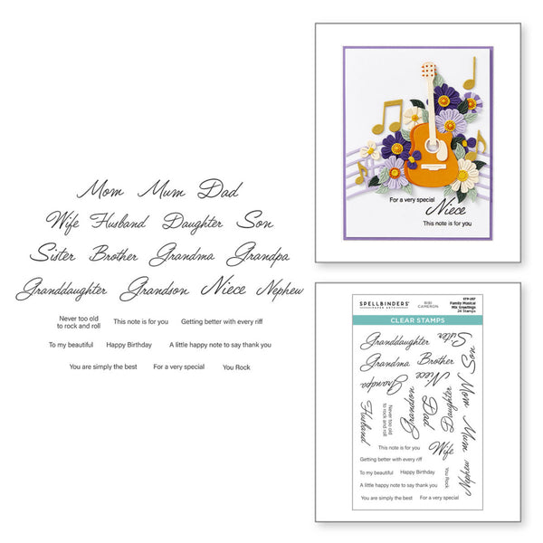 Spellbinders Clear Stamp Set by Bibi Cameron, Family Music Mix Greetings (STP-257)