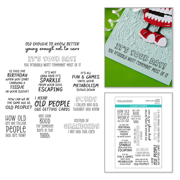 Spellbinders Clear Stamp Set, Birthday Laughs Sentiments (STP-264)