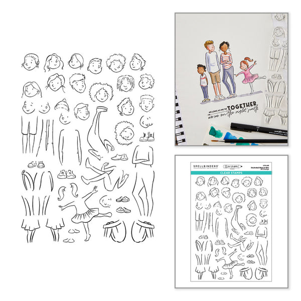 Spellbinders, Illustrated Boys & Girls Clear Stamp Set by Josh Griffiths Studio (STP-285)