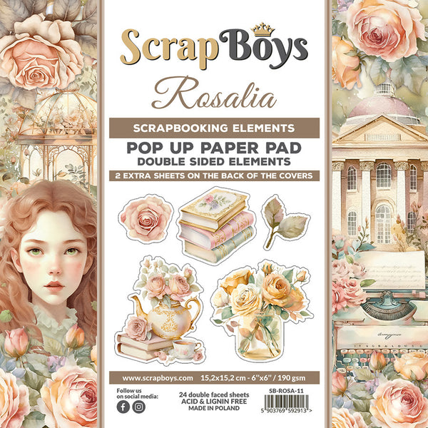 ScrapBoys, 6"x6" Pop Up Paper Pad, Rosalia