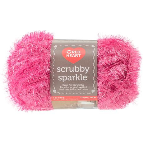Red Heart Scrubby Sparkle Yarn, Watermelon