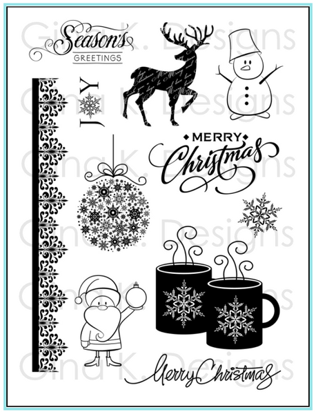 Gina K. Designs, 6" x 8" Clear Stamps & Dies Combo, Season's Greetings