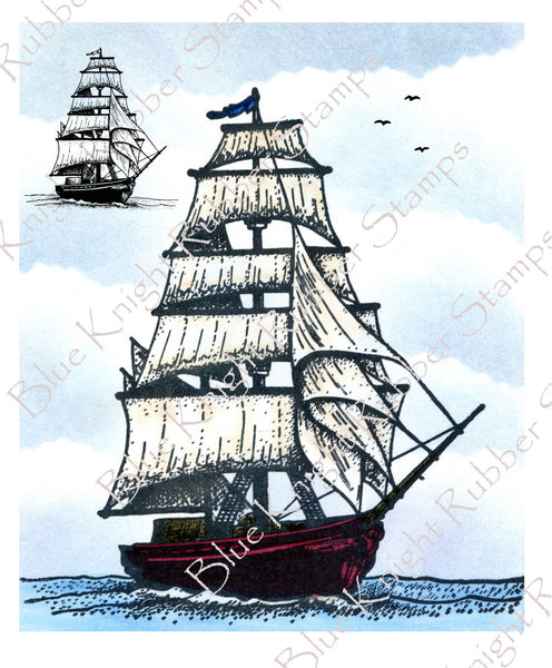 Blue Knight Rubber Stamps by Heidi Pettie, Ship On The Sea