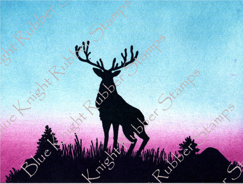 Blue Knight Rubber Stamps by Mary Barrows, Silhouette Stag
