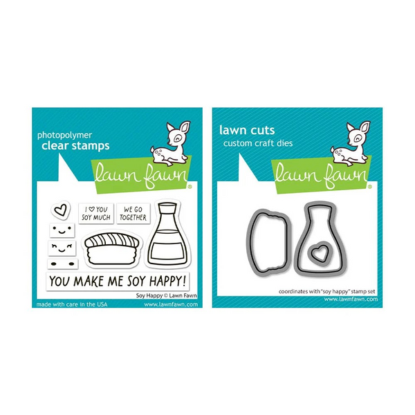 Lawn Fawn, Clear Stamps and Dies Set, Soy Happy (LF3954 & LF3955)
