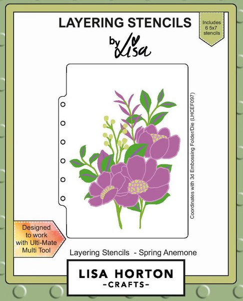 Lisa Horton Crafts, 5x7 Layering Stencils, Spring Anemone
