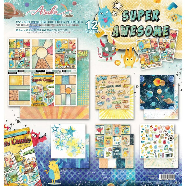 Asuka Studio Collection Pack Double-Sided 12"X12", 12/Pkg, Super Awesome