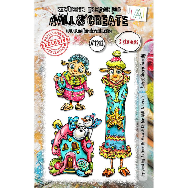 AALL & Create, #1213, Sweet Sheep Family, A7 Clear Stamps, Designed by Autour De Mwa & Co.