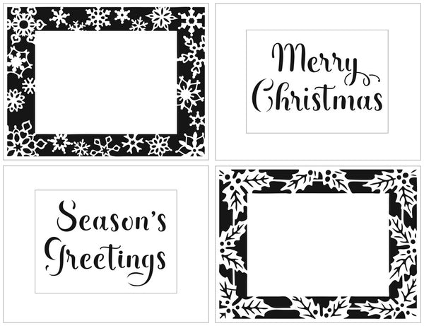 Crafter's Workshop Stencil, A2 Cards Layered Stencil, Snowflakes Holly Frame (#TCW6047)