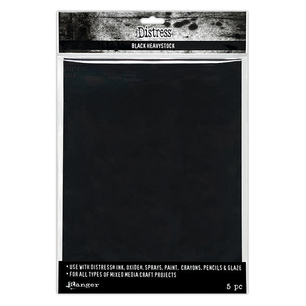 Tim Holtz Distress Black Heavystock 5/Pkg, 8.5"X11" (TDA79293)