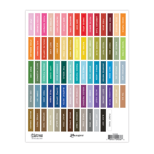 Tim Holtz Distress Label Sheets, Ink Pad, White Font (TDA90366)