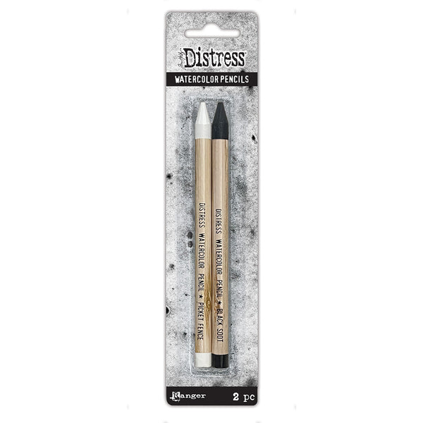 Tim Holtz Distress Watercolor Pencil 2/Pkg, Picket Fence & Black Soot