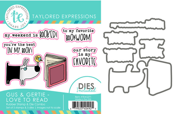 Taylored Expressions, Stamp & Die Combo, Gus & Gertie, Love To Read (TEAS271)