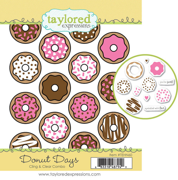 Taylored Expressions, Cling & Clear Stamp Set, Donut Days