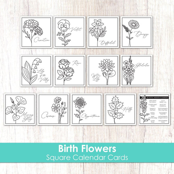 Taylored Expressions, Square Calendar Cards, Birth Flowers