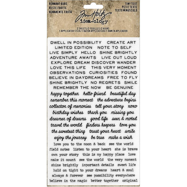 Tim Holtz Idea-Ology Remnant Rubs Rub-Ons 4.75"X7.75" 2/Pkg, Tiny Text (TH93695)