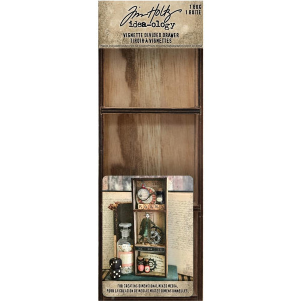 Tim Holtz Idea-Ology Vignette Divided Drawer 3.5"X10", 3 Compartments (TH93793)