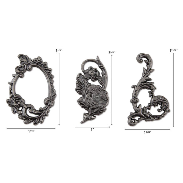 Tim Holtz Idea-Ology Metal Adornments 3/Pkg, Ornate
