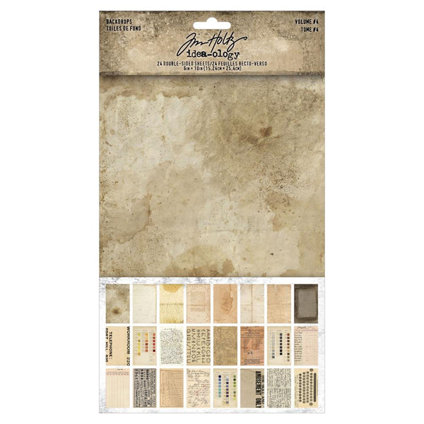 Tim Holtz Idea-Ology Backdrops Double-Sided Cardstock 6"X10" 24/Pkg, Volume #4