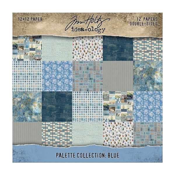 Tim Holtz Idea-ology, Double-Sided Cardstock 12"X12" 12/Pkg, Palette Collection: Blue (TH94463)