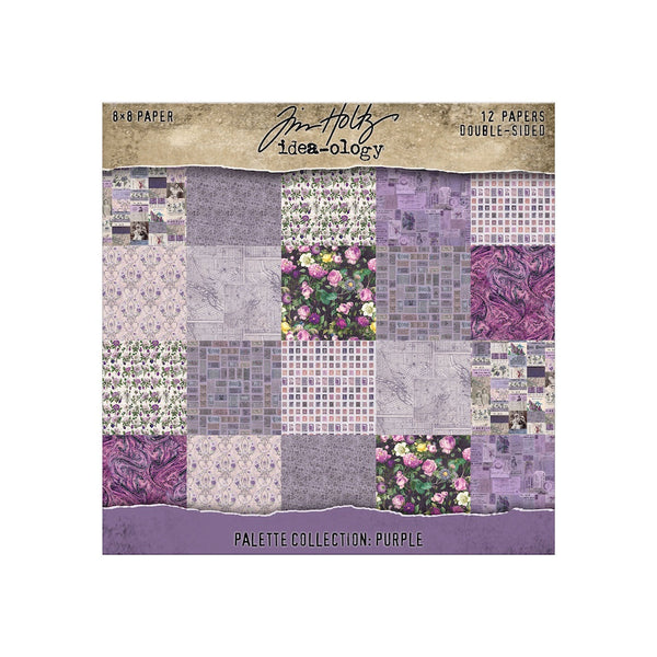 Tim Holtz Idea-ology, Double-Sided Cardstock 8"X8" 12/Pkg, Palette Collection: Purple (TH94478)