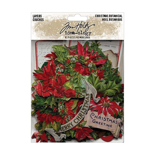 Tim Holtz Idea-Ology Layers Die-Cuts 83/Pkg, Christmas Botanical (TH94495)