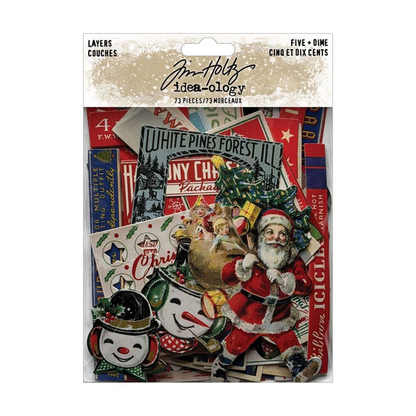 Tim Holtz Idea-Ology Layers Die-Cuts 73/Pkg, Five + Dime (TH94496)