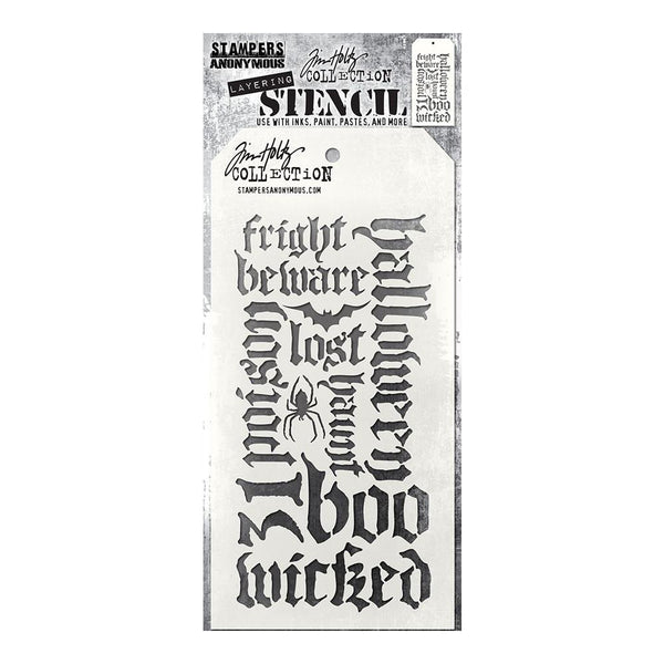 Tim Holtz Layered Stencil 4.125"X8.5", Halloween Script (THS063)