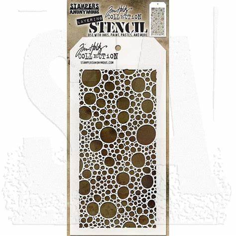 Tim Holtz Layered Stencil 4.125"X8.5", Bubbles -Layered (THS138)