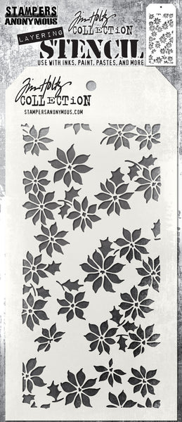 Tim Holtz Layered Stencil 4.125"X8.5", Tiny Poinsettia (THS163)