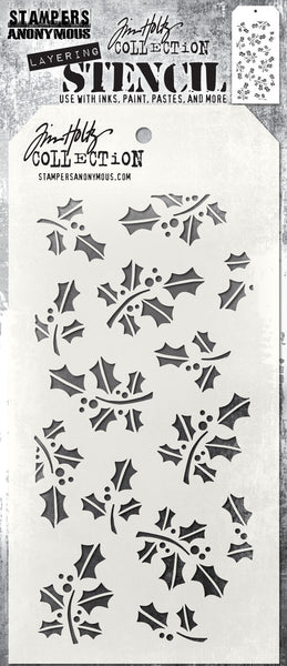 Tim Holtz Layered Stencil 4.125"X8.5", Hollyberry (THS165)