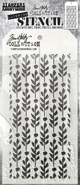 Stampers Anonymous , Tim Holtz Layered Stencil 4.125"X8.5", Berry Leaves