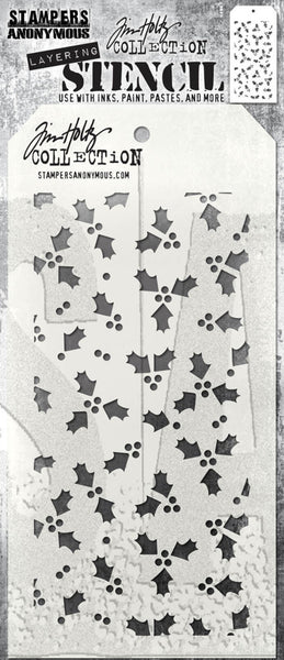 Tim Holtz Layered Stencil 4.125"X8.5", Tiny Holly (THS189)