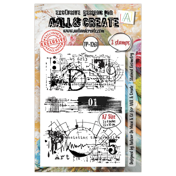 AALL & Create, A7 Clear Stamp by Autour De Mwa & Co., Stained Geometry (#TP-1261)