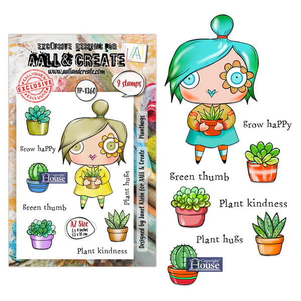 AALL & Create, #TP-1360, Plant Hugs, A7 Clear Stamp, Designed by Janet Klein